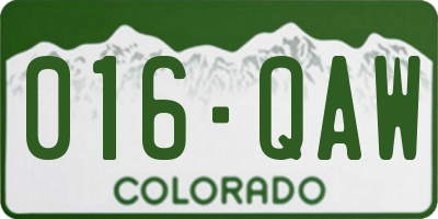 CO license plate 016QAW