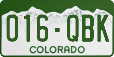CO license plate 016QBK