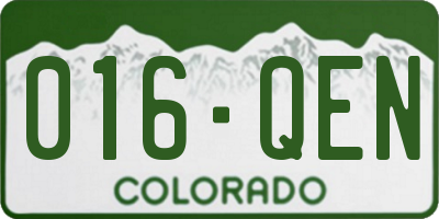 CO license plate 016QEN