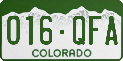 CO license plate 016QFA