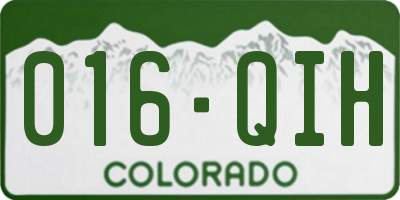 CO license plate 016QIH