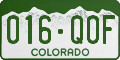CO license plate 016QOF