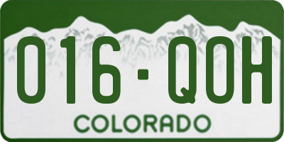 CO license plate 016QOH