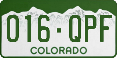 CO license plate 016QPF