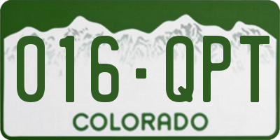 CO license plate 016QPT