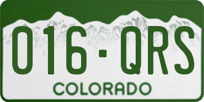 CO license plate 016QRS