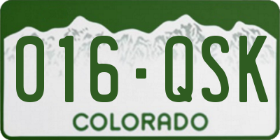 CO license plate 016QSK
