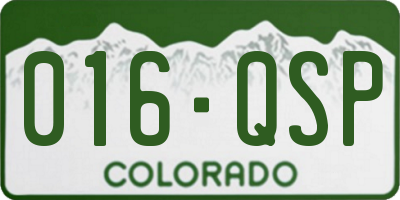 CO license plate 016QSP