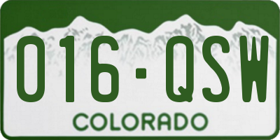 CO license plate 016QSW