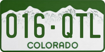 CO license plate 016QTL