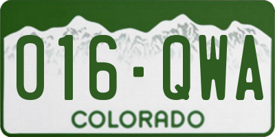 CO license plate 016QWA
