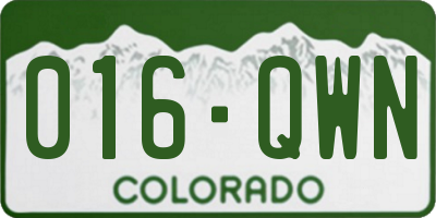 CO license plate 016QWN