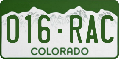 CO license plate 016RAC