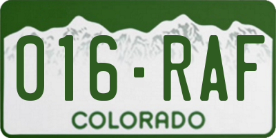 CO license plate 016RAF