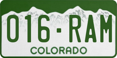 CO license plate 016RAM