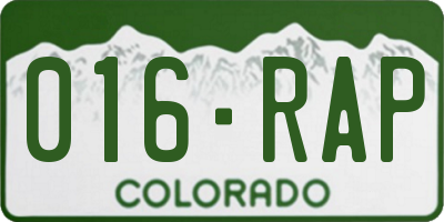 CO license plate 016RAP