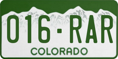 CO license plate 016RAR