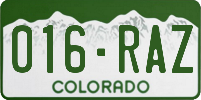 CO license plate 016RAZ