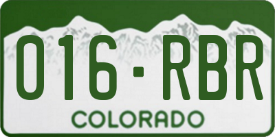 CO license plate 016RBR