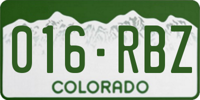 CO license plate 016RBZ