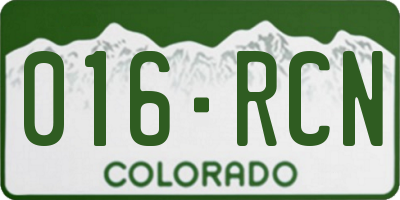 CO license plate 016RCN