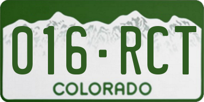 CO license plate 016RCT