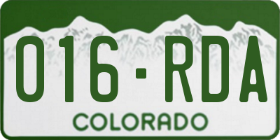 CO license plate 016RDA