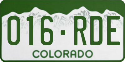 CO license plate 016RDE