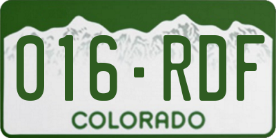 CO license plate 016RDF