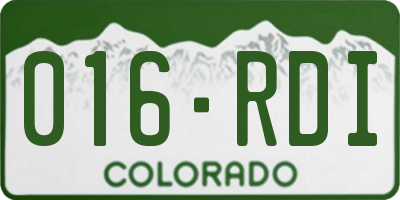CO license plate 016RDI