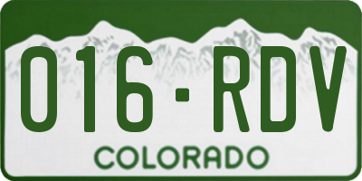 CO license plate 016RDV