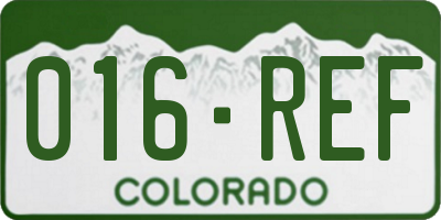 CO license plate 016REF