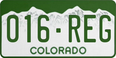 CO license plate 016REG