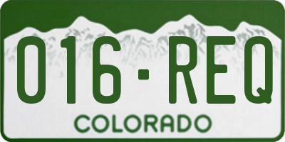 CO license plate 016REQ