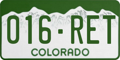 CO license plate 016RET