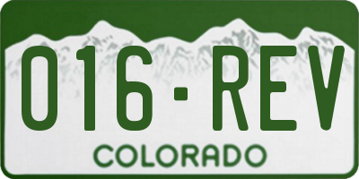 CO license plate 016REV