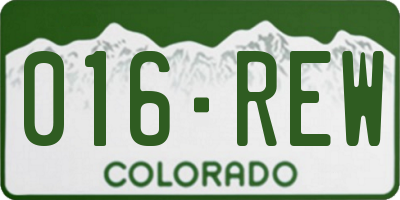CO license plate 016REW