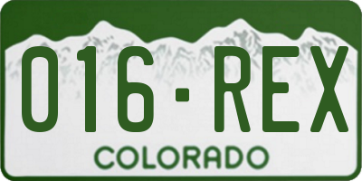 CO license plate 016REX