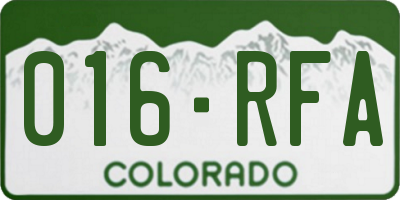 CO license plate 016RFA