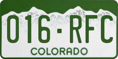CO license plate 016RFC