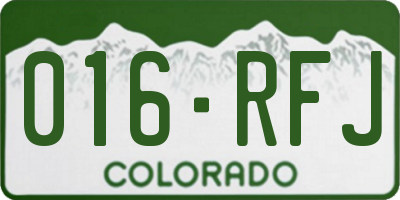 CO license plate 016RFJ