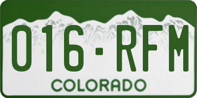 CO license plate 016RFM
