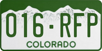CO license plate 016RFP