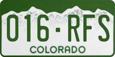 CO license plate 016RFS