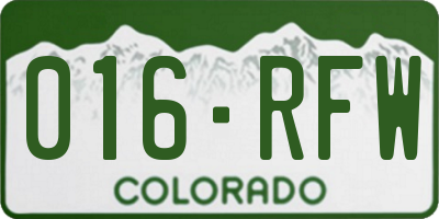 CO license plate 016RFW