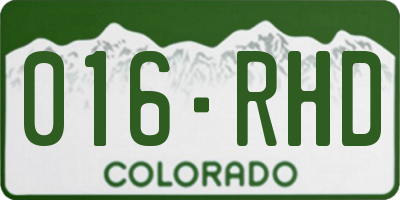 CO license plate 016RHD