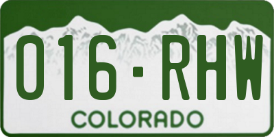 CO license plate 016RHW