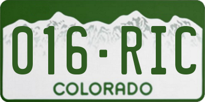 CO license plate 016RIC