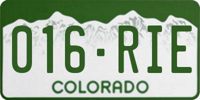 CO license plate 016RIE