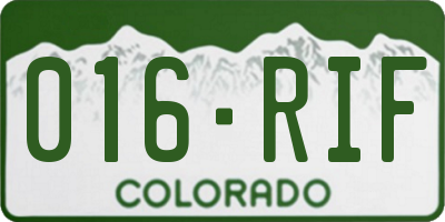 CO license plate 016RIF